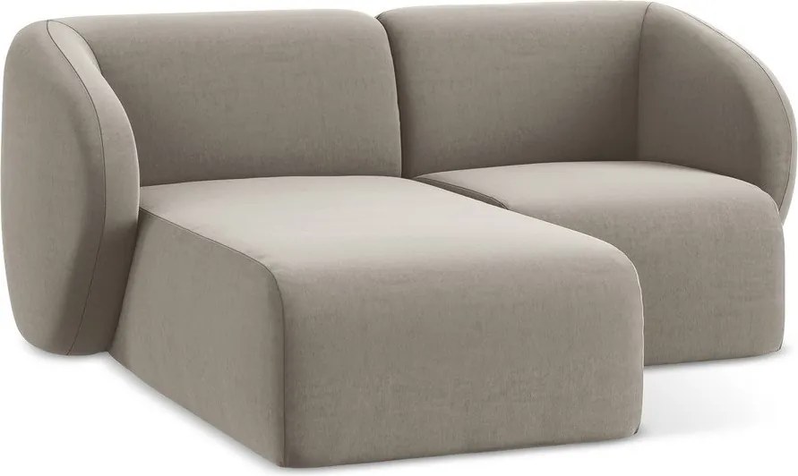 Svetlohnedá zamatová rohová pohovka (ľavý roh/s leňoškou) Lani – Makamii