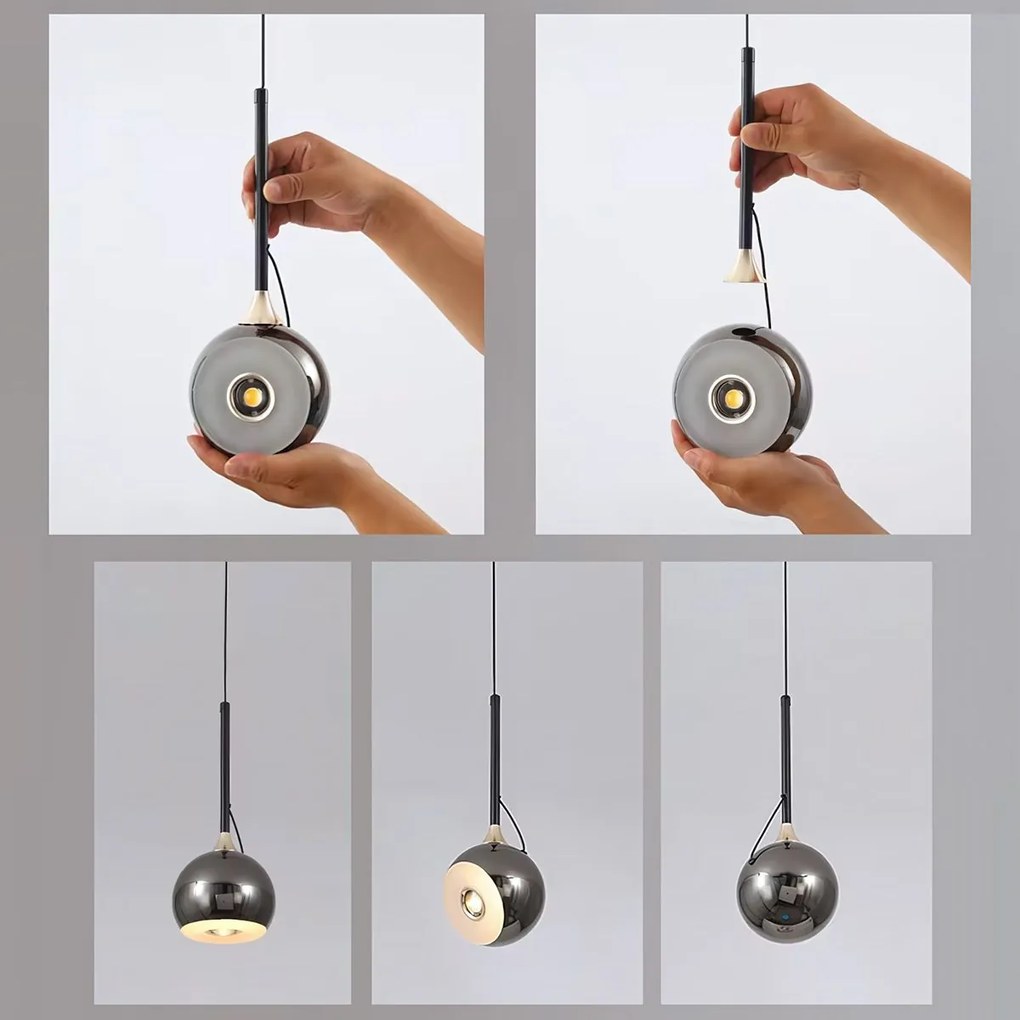 Toolight Toolight, LED závesné svietidlo 7W, 490lm, G087-1CP, čierny chróm, OSW-09704