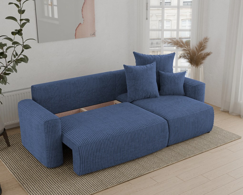 Rohová sedačka Denia (P) (tmavomodrá). Akcia -20%. Vlastná spoľahlivá doprava až k Vám domov. 1133114