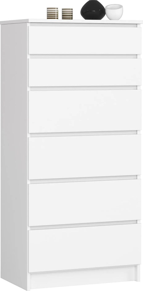 Komoda Kuba 60 cm - 6 šuplíkov biela