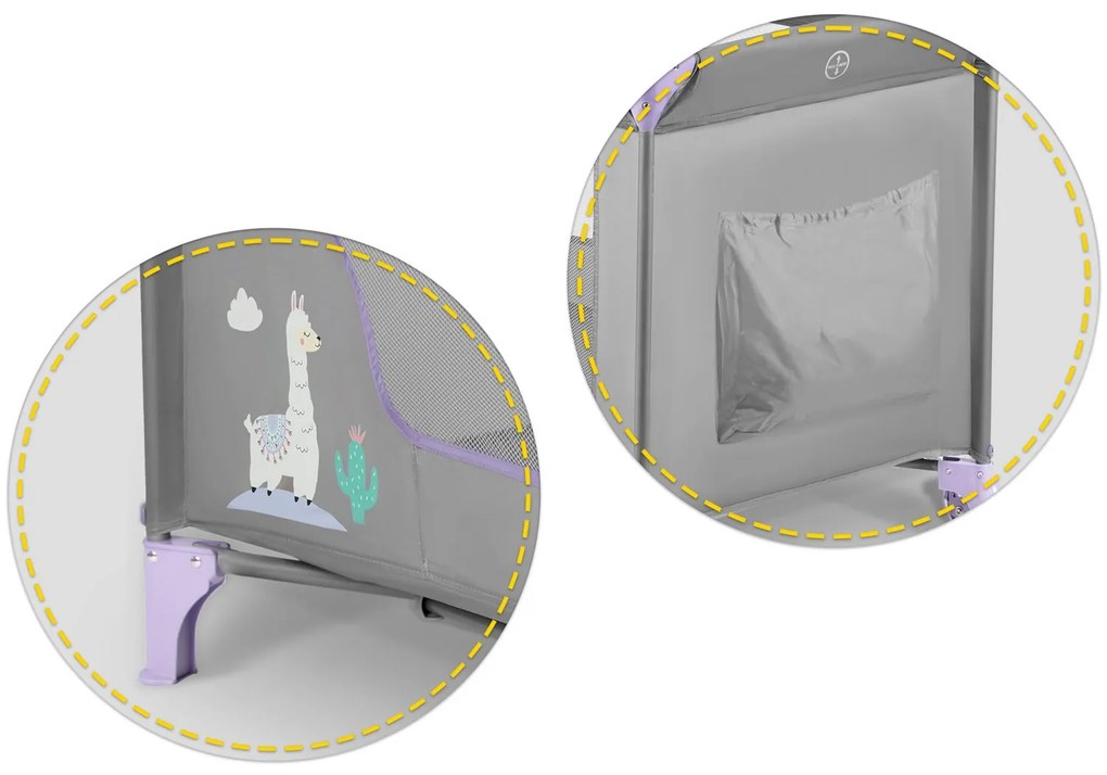 Ricokids Cestovná postieľka + matrac + taška 125 x 65 x 78 cm RK-240 sivá levanduľová