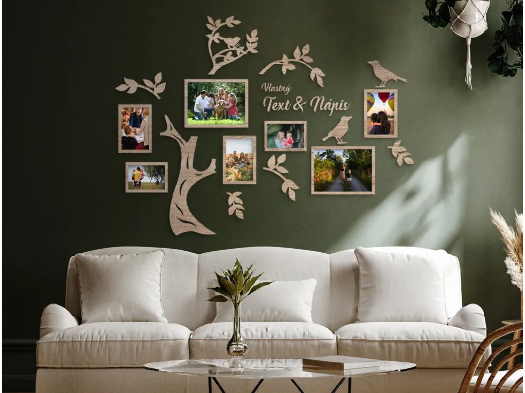 drevko Fotorámik strom života + vlastný nápis Rozmer obrazu: 72,5 x 98,5 cm, Farba dekorácie: Čierna