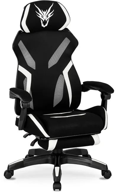 Polohovateľné herné kreslo s podrúčkami Blade bielo čierne