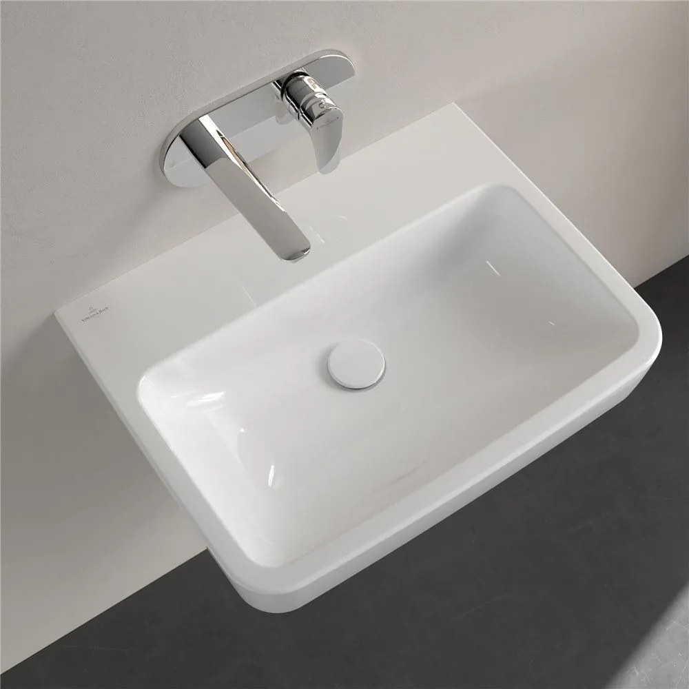 VILLEROY &amp; BOCH O.novo závesné umývadlo bez otvoru, bez prepadu, 600 x 460 mm, biela alpská, s povrchom AntiBac a CeramicPlus, 4A4163T2