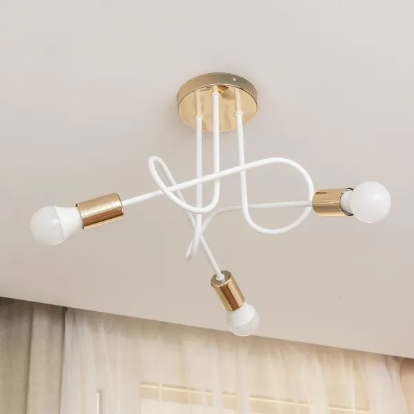 Prisadený luster OXFORD 3xE27/15W/230V zlatá/biela