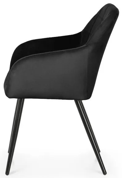 Sada dvoch jedálenských stoličiek LUXANO zamatové, čierne / čierne nohy (2 ks)