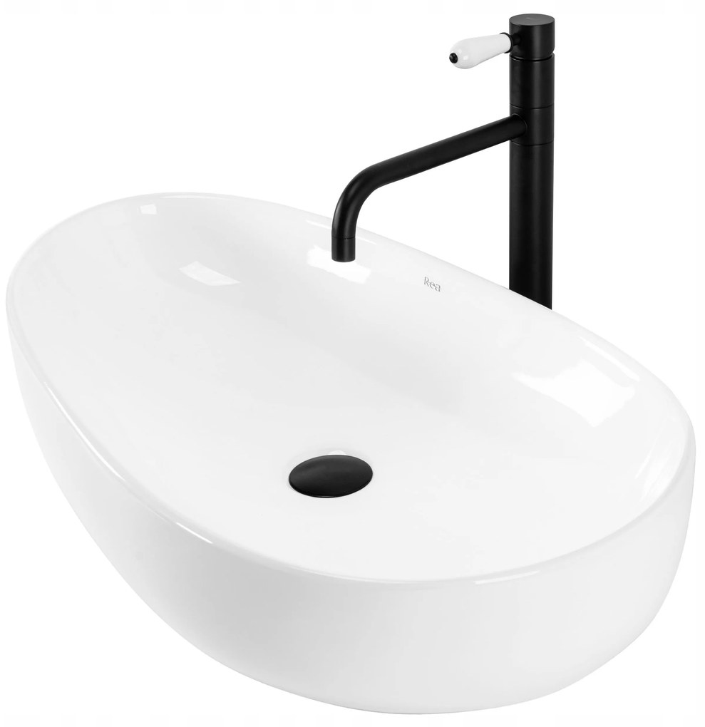 Rea Sandra, umývadlo na dosku 650x400x130 mm, biela lesklá, REA-U8423