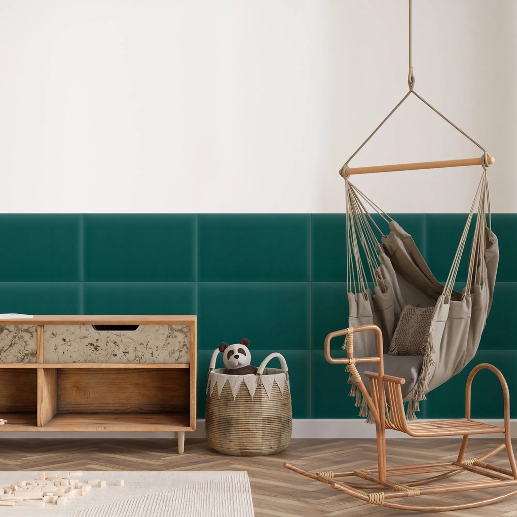 Zamatový čalúnený panel - Obdĺžnik - 50x40cm Farba: Tyrkysová