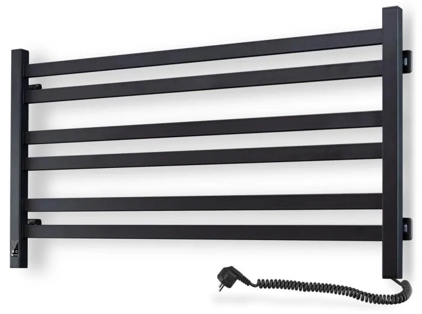 Kúpeľňový rebríkový radiátor s termostatom AVANGARD 316W/230V 50,6cm IP44 čierny pravý