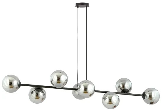 Luster na lanku ROSSI 8xE14/10W/230V čierna/šedá