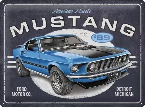 Plechová ceduľa Ford - Mustang - 1969 Mach 1, (40 x 30 cm)