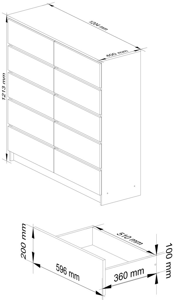 Komoda Kraft 10SZ (dub artisan + biela). Akcia -19%. Vlastná spoľahlivá doprava až k Vám domov. 1117183