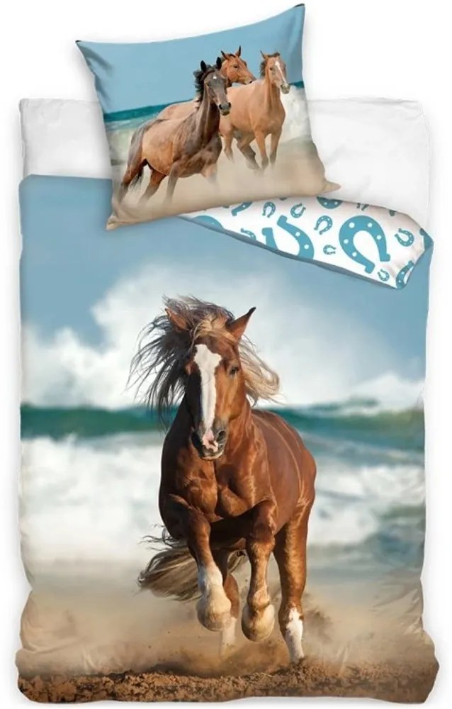 Bavlnené posteľné obliečky Kôň na pobreží - 100% bavlna Renforcé - 70x90 cm + 140x200 cm