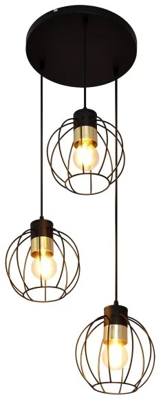 Luster na lanku STARLIGHT 3xE27/15W/230V čierna/zlatá