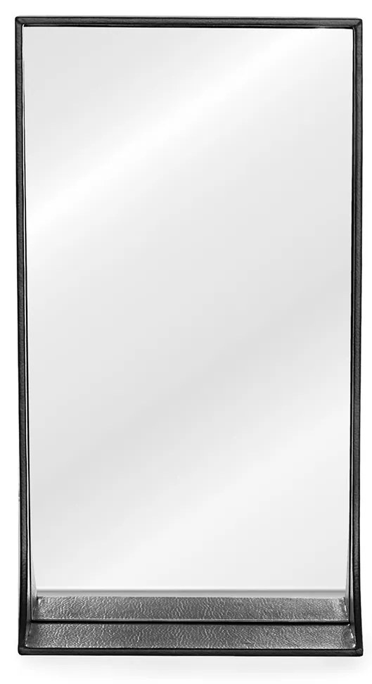 HOMEDE Nástenné zrkadlo s policou Pisca čierne, velikost 40,5x25,5x10,5
