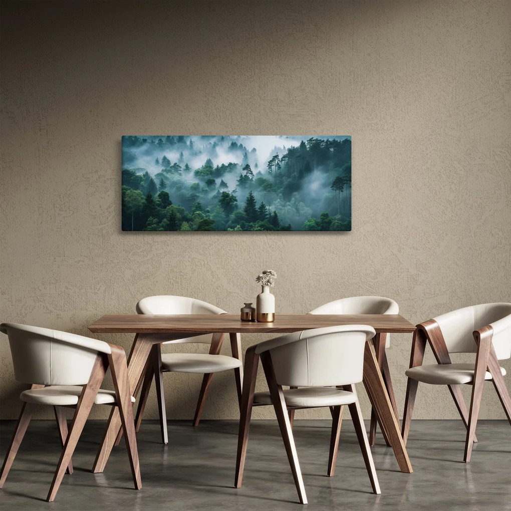 Obraz - Les v hmle (120x50 cm)