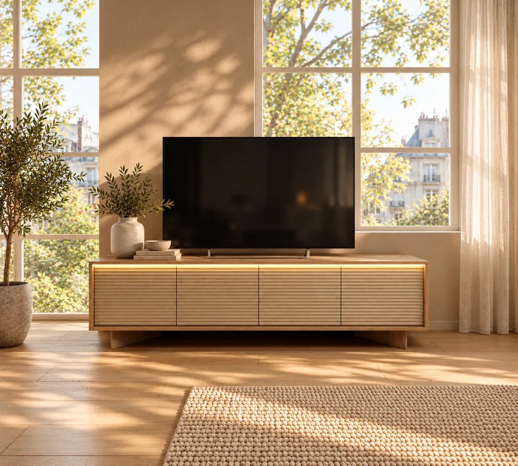 TV STOLÍK GALLIANO DUB BOLIVAR + CAPPUCCINO LED 204 cm