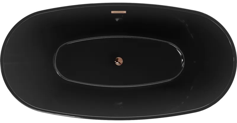 Mexen Eris, voľne stojaca vaňa 170 x 80 cm, čierna,  ružové zlato prepad, 53441708070-60