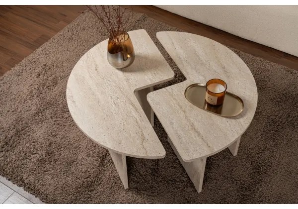Konferenčný stolík LUVIA, mramorový dekor, béžový