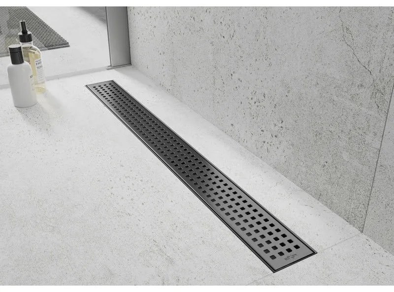 Mexen Flat 360°, nerezový sprchový žľab vzor M08 50 cm, čierna matná, 1725050-40