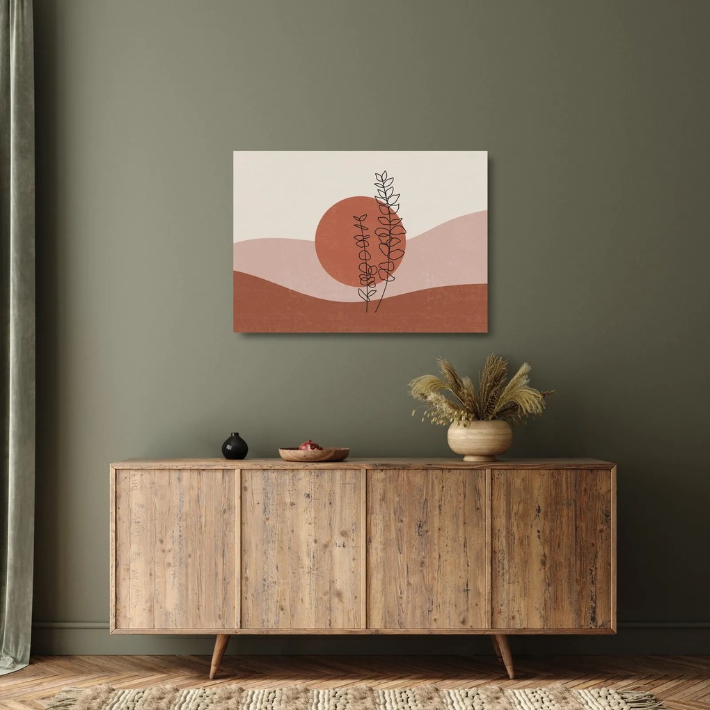 Sklenený obraz - Boho listy N⁰1 (70x50 cm)