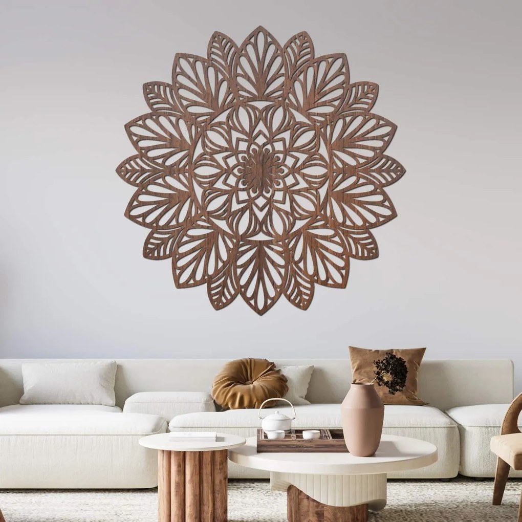 Drevená mandala na stenu | LOTUS: HDF - Orech 20 cm 4402-83848 HDF0255