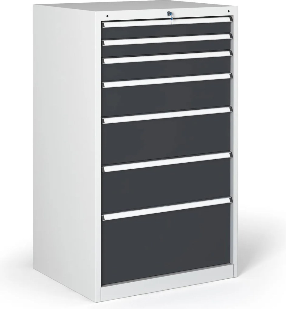 Dielenská zásuvková skriňa na náradie G345, 7 zásuviek, 881 x 653 x 1200 mm, grafit