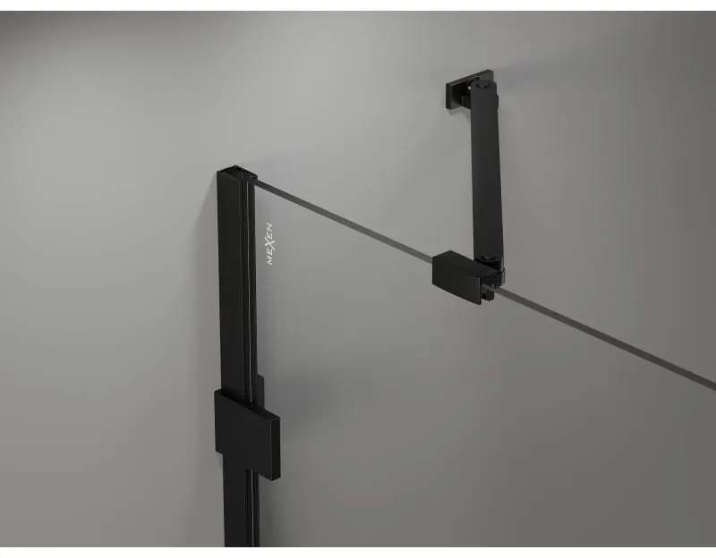 Mexen Lunar-F, skladací sprchový kút ľavý 95 x 80 cm, 8mm číre sklo, čierny profil, 836-095-080-70-00-L