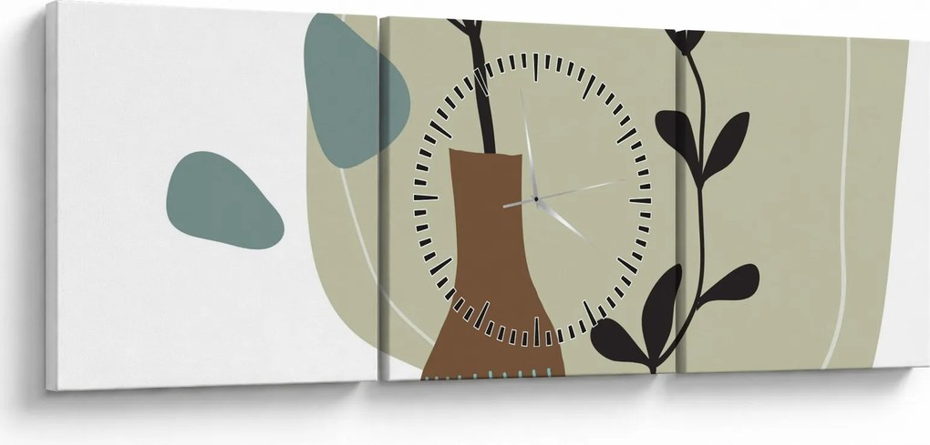 Obraz - Kvety vo váze N⁰2 (s hodinami) (90x30 cm)