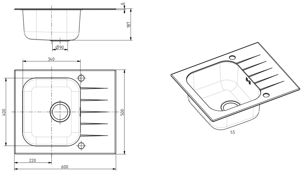 ALVEUS CZ ALTONE 10 černá- sklo 600x500 mm - F