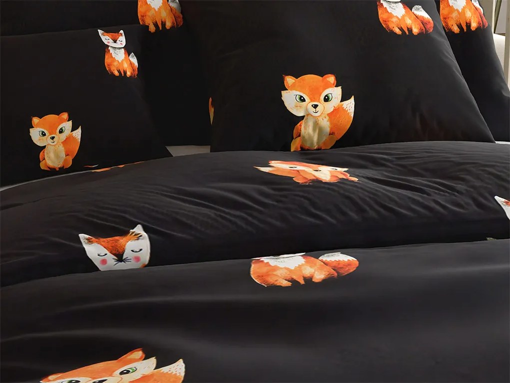 Obliečky z mikrovlákna FOXES čierne Rozmer obliečky: 2 ks 70 x 80 cm | 160 x 200 cm