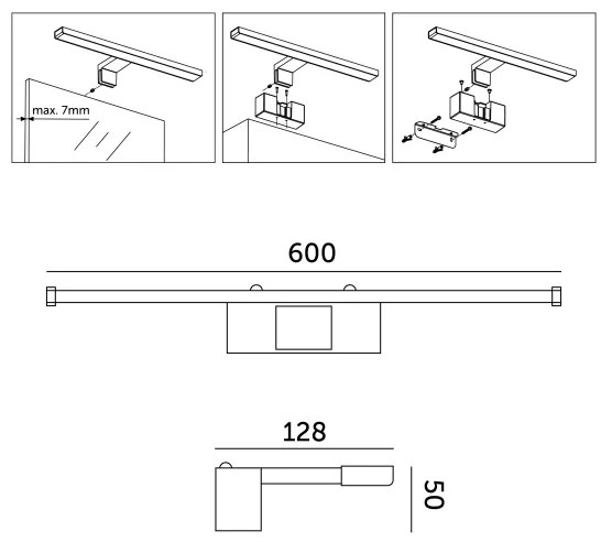 LED Kúpeľňové osvetlenie zrkadla LED/12W/230V 4000K IP44 60 cm