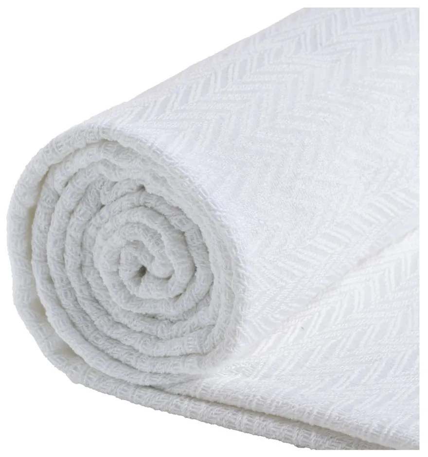 Biely pléd z recyklovanej bavlny 260x280 cm Spike – Ixia