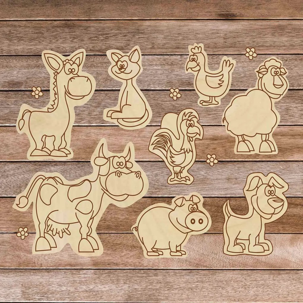 SENTOP | Detská drevená puzzle vkladačka - Zvieratká na farme 8 dielikov | SENTOP H024