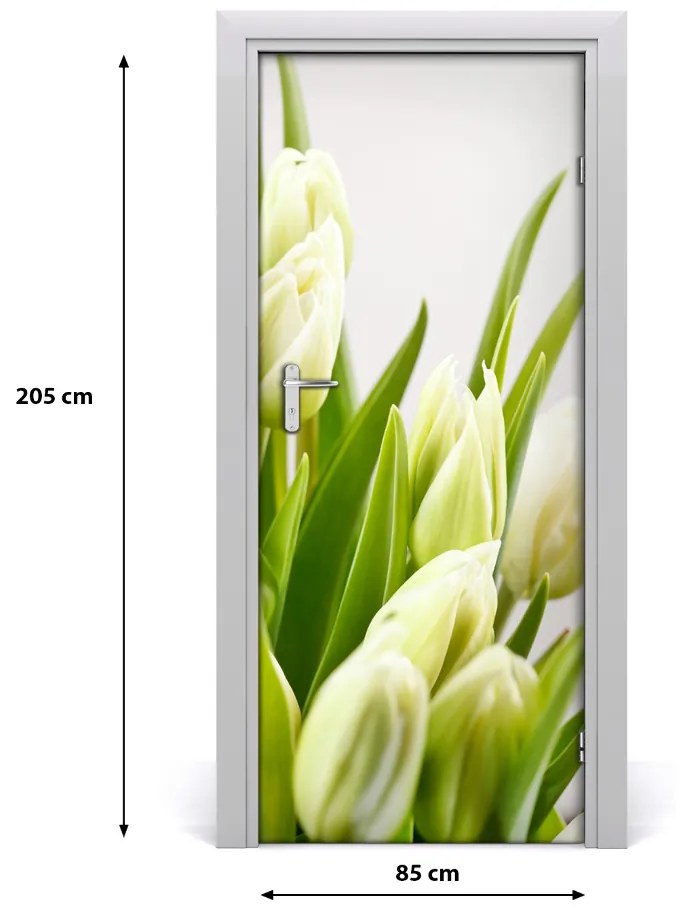 Fototapeta na dvere biele tulipány 85x205 cm