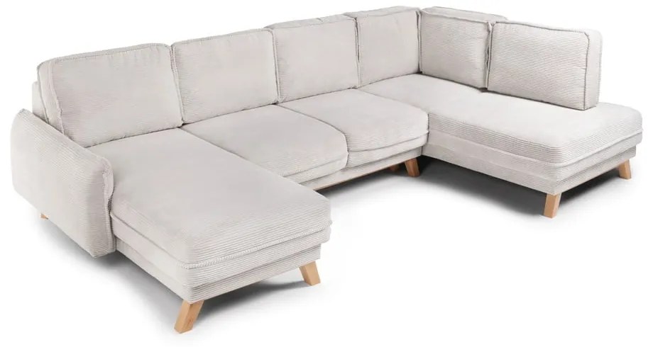 Béžová menčestrová rozkladacia rohová pohovka (pravý roh/do tvaru "U") Tori – Bonami Selection