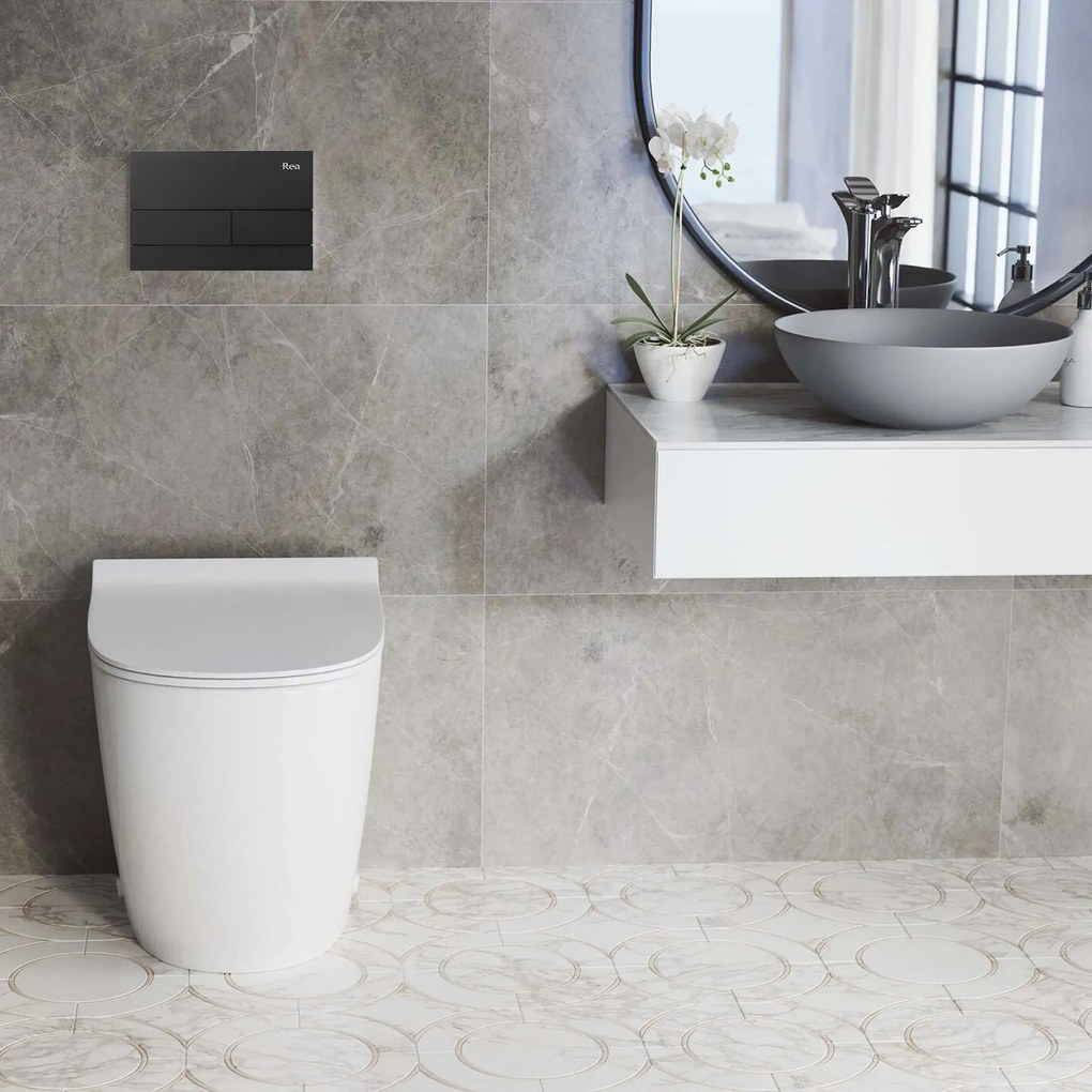 Rea Rea, podomietkový WC systém K011A-Q + čierne splachovacie tlačidlo typ T, KPL-E0056