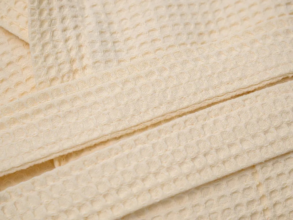 Vafľový župan s kapucňou SPAFFLE, krémový Veľkosť: L/XL