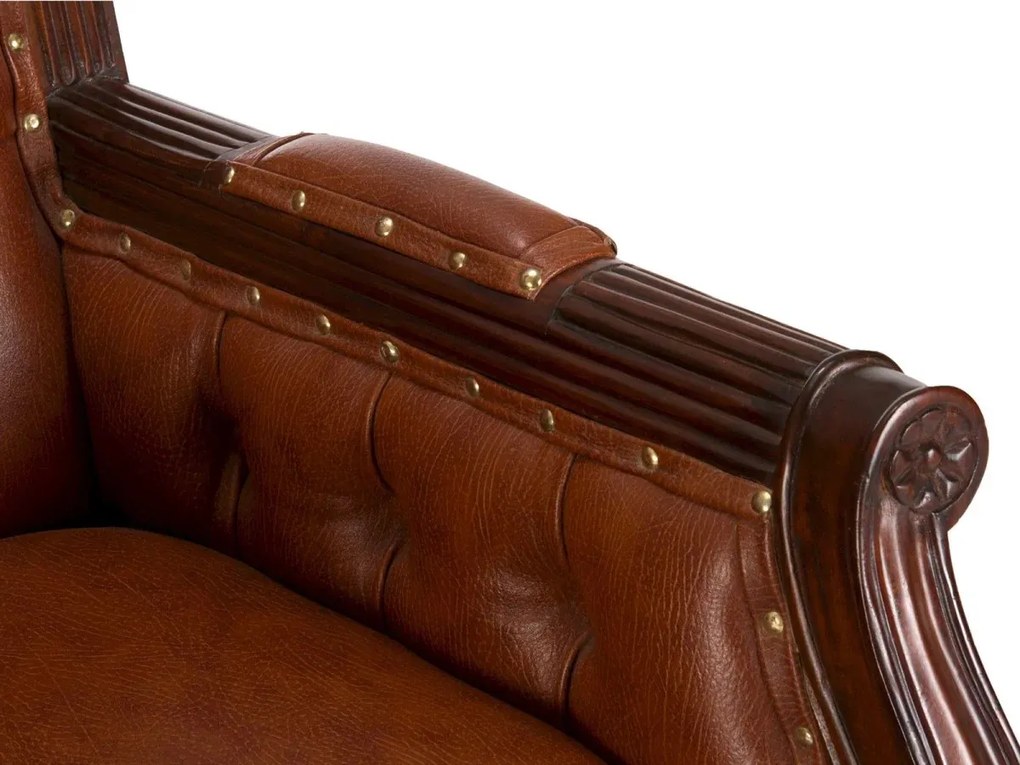 furniture-nabytek.cz - Kancelářské křeslo Cambridge z masivního mahagonu, lakované, hnědé – pravá kůže