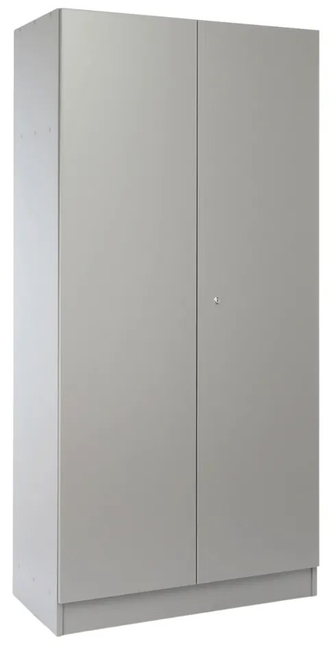Drevená šatníková skriňa Visio LUX, 90 x 45 x 185 cm, cylindrický zámok, sivá