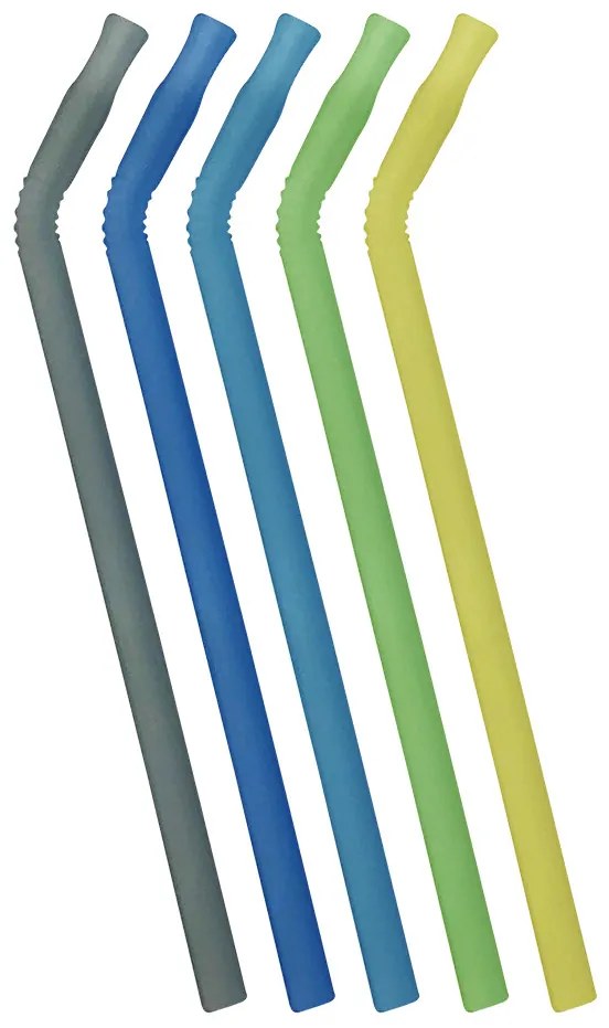 Súprava silikónových slamiek - modrá/zelená