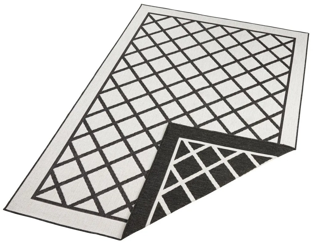 Kusový koberec Twin Supreme 103425 Sydney black creme – na von aj na doma, 160x230, čierna, chodba / predsieň, Hanse Home