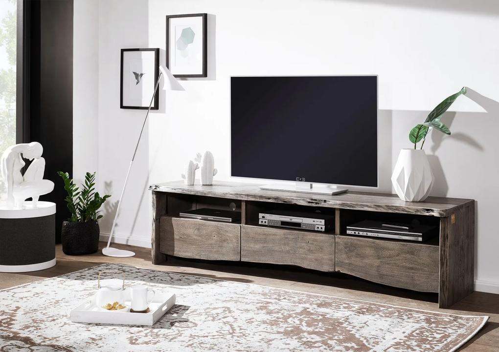 Bighome - WOODLAND TV stolík 191x50 cm, sivá, akácia