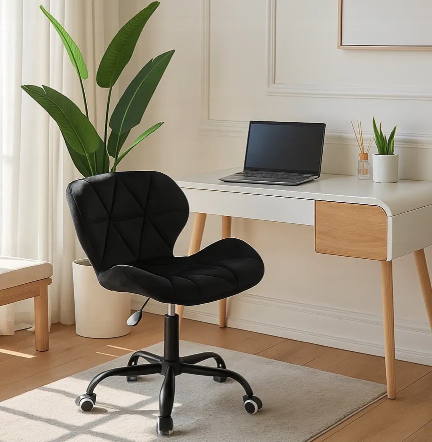 Ergonomická kancelárska otočná stolička – zamat žltá