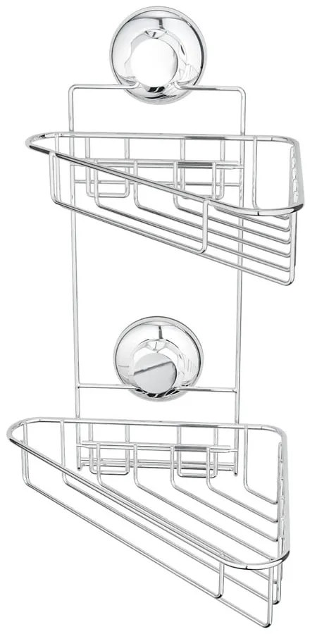 Rohová samodržiaca kovová kúpeľňová polička v striebornej farbe Bestlock Bath – Compactor