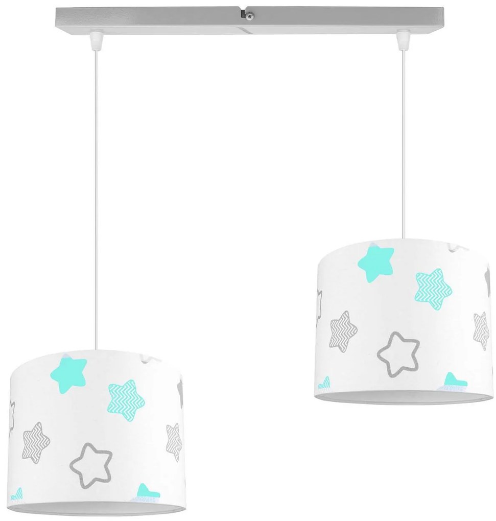 Detské závesné svietidlo Cone, 2x textilné tienidlo so vzorom (výber zo 6 farieb), (výber z 2 farieb konštrukcie)