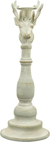 Šedý antik kovový svietnik ArtFerro s jeleňom - 13,5*13,5*37cm