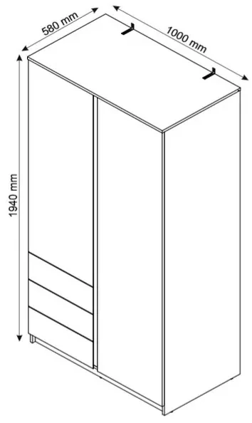 Šatníková skriňa Carlos, biela, 100 cm