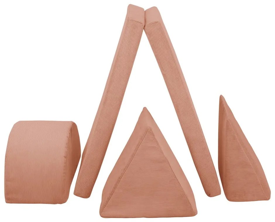 Svetloružový menčestrový detský puf Montessori - Little Nice Things