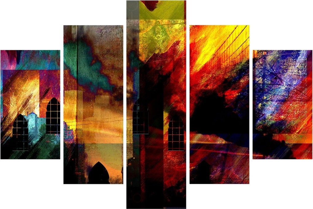 Obraz - Farebná abstrakcia mesta (150x105 cm)